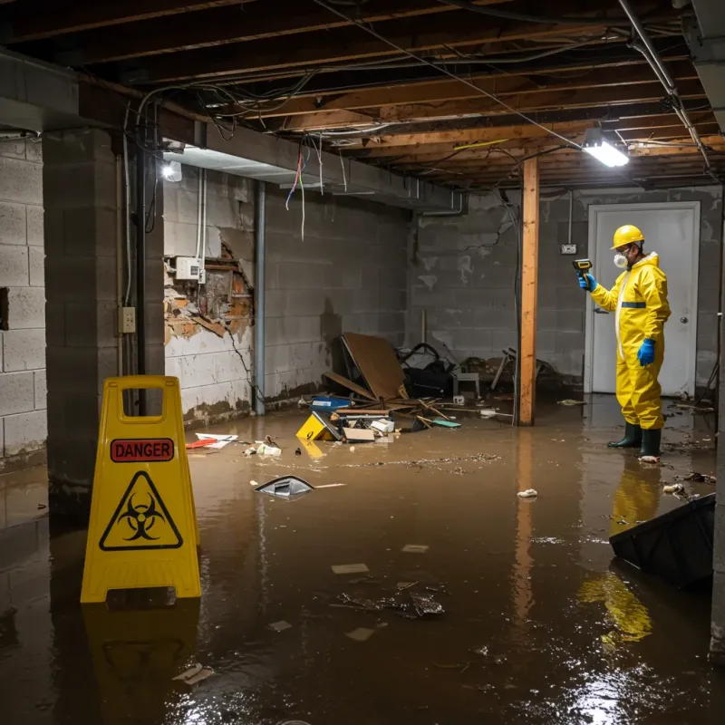 Flooded Basement Electrical Hazard in Thomasboro, IL Property