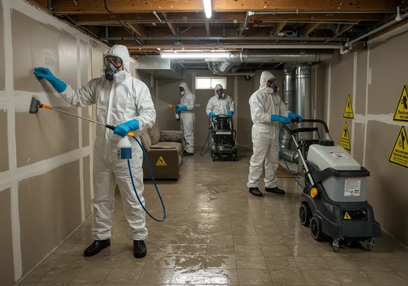 Basement Moisture Removal and Structural Drying process in Thomasboro, IL